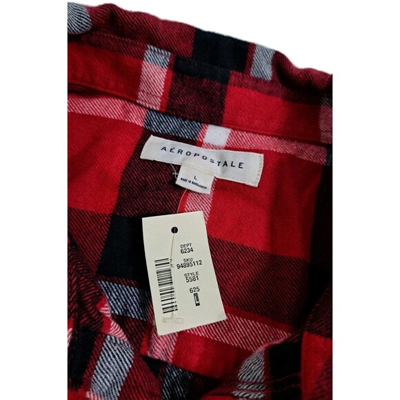 Aeropostale Men's Large Flannel Shirt Lumberjack Red Black Buffalo Check Plaid - Picture 3 of 8